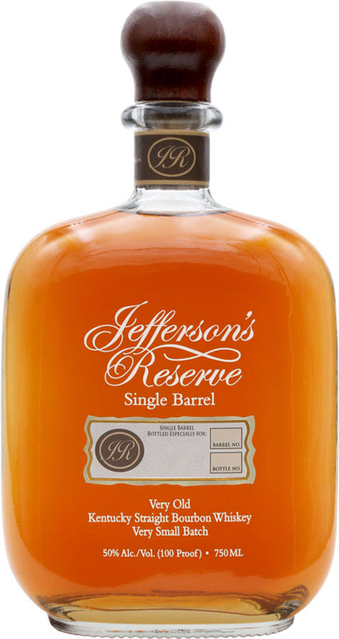 Jefferson's Reserve Single Barrel Bourbon 750 ml (100 Proof)