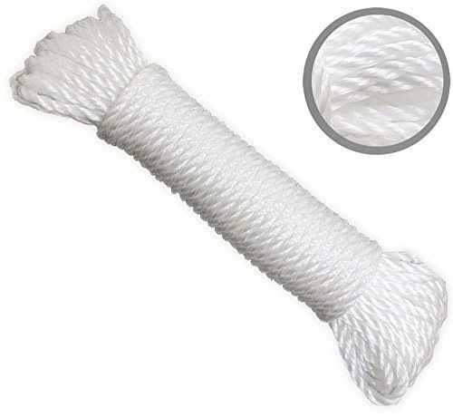 Hawk 50 Foot Length of White, 1/4 inch Polypropylene, 3 Strand, Twisted Rope