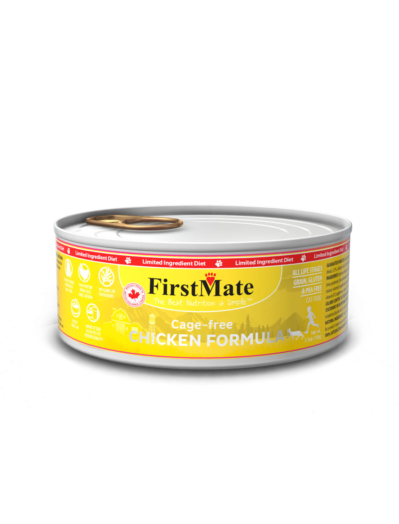 FirstMate Limited Ingredient Cage-Free Chicken Wet Cat Food, 3.2-oz