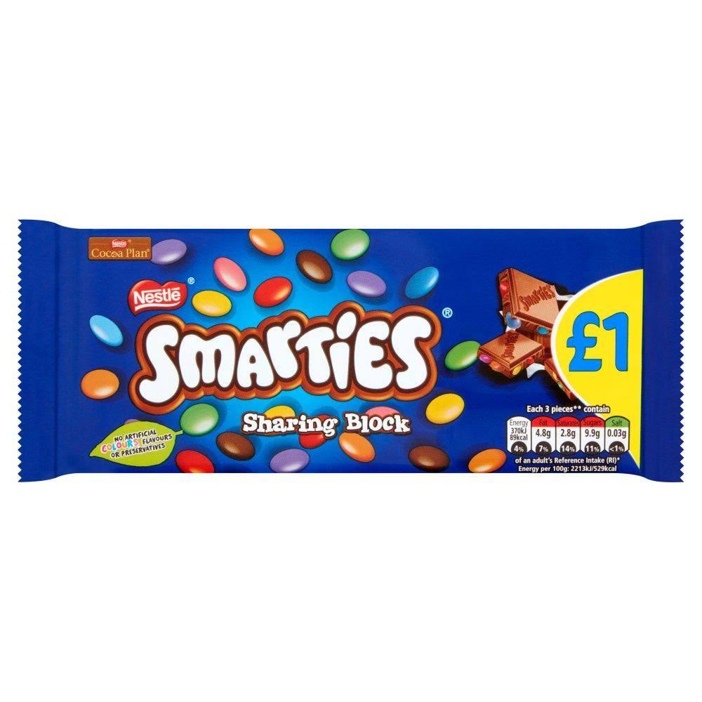 Smarties Milk Chocolate Sweets Sharing Block - 100g
