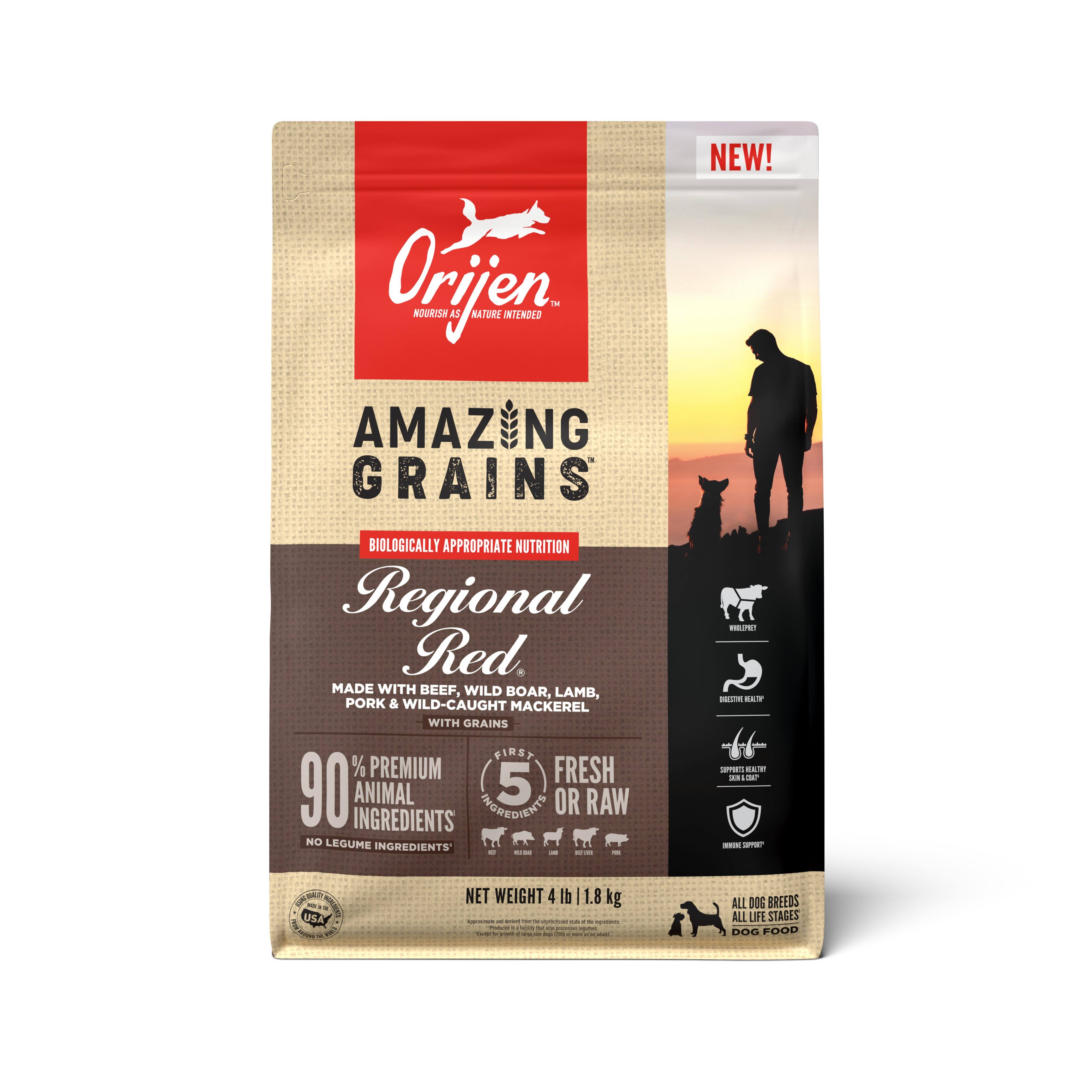 Orijen Amazing Grains Regional Red Dry Dog Food, 4-Lb.