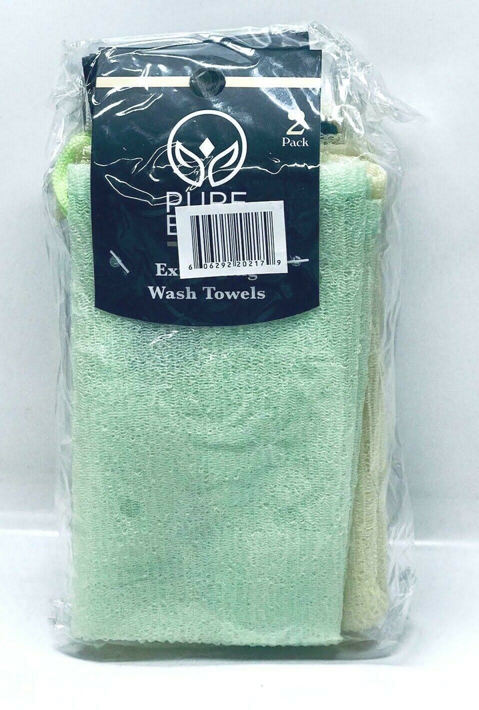 Exfoliating Wash Towels- Green and Brown,(1 Pack/2 ct)