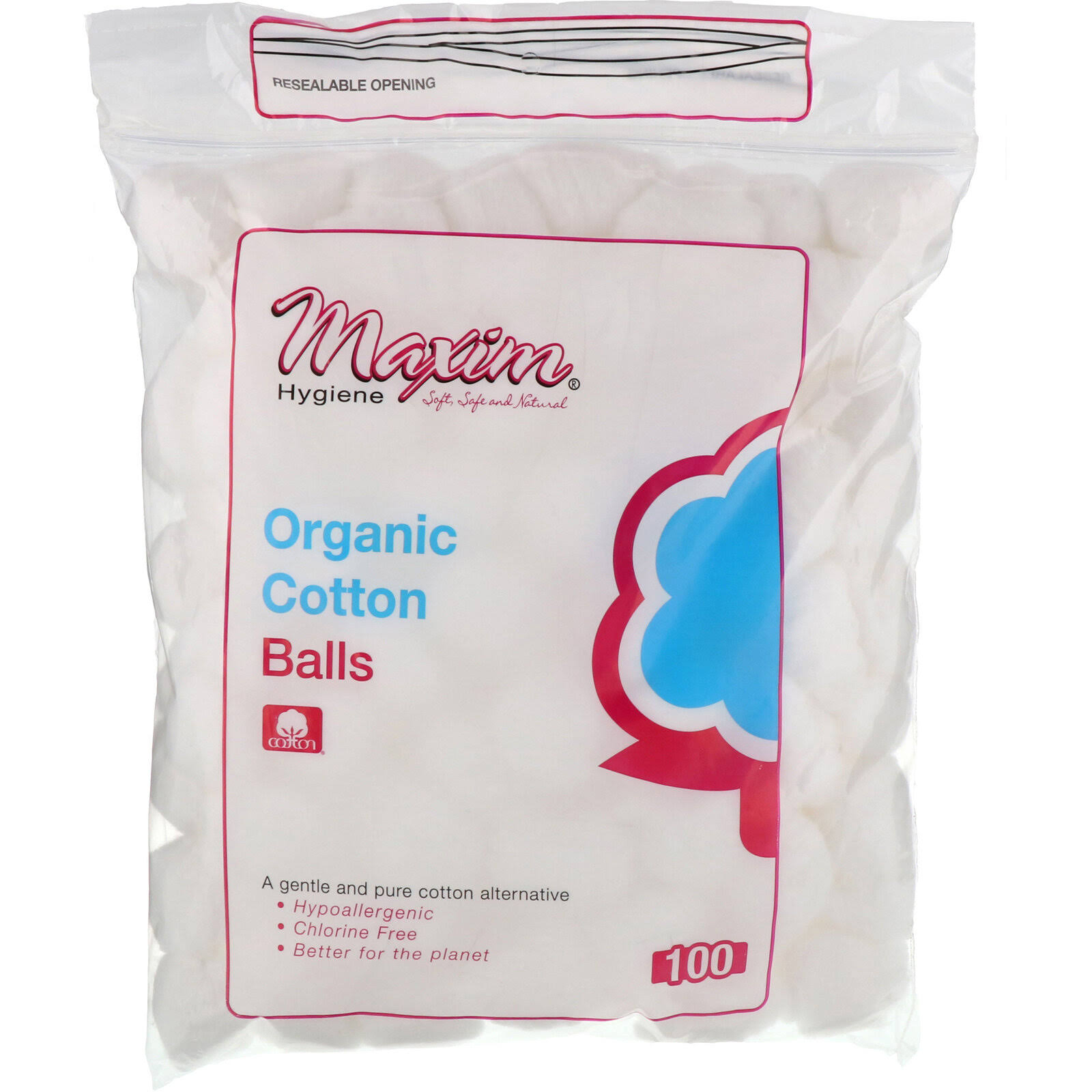 Maxim Hygiene Organic Cotton Balls - 100 Pack