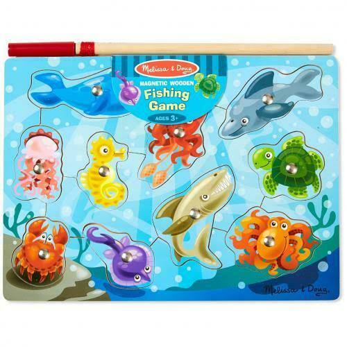 Melissa & Doug Magnetic Wooden Fishing Game and Puzzle With Wooden