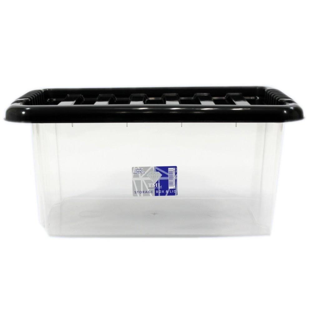 Stackable Storage Box Container & Lid - Clear, Plastic, 14l