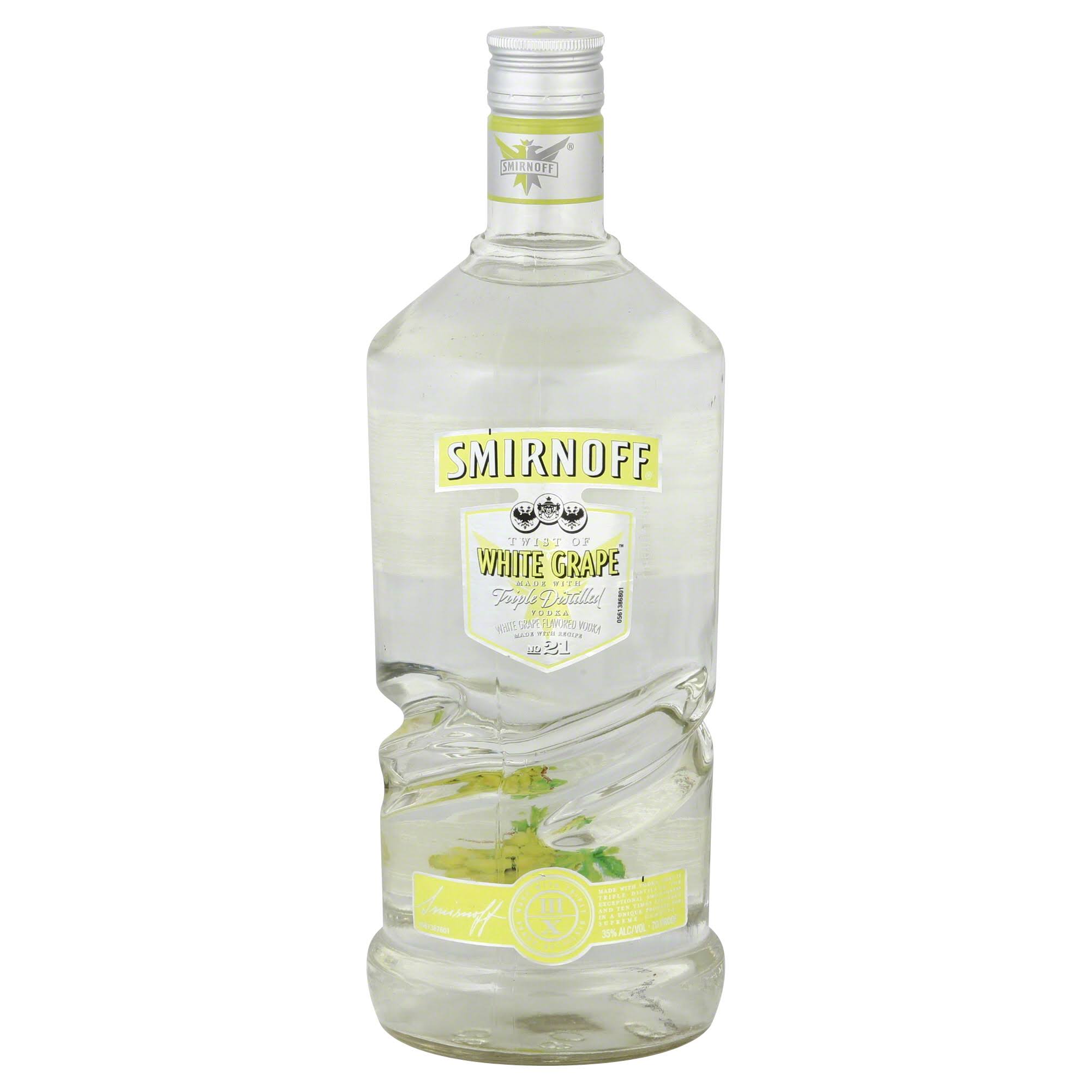 Smirnoff Vodka, Triple Distilled, Twist of White Grape - 1.75 lt