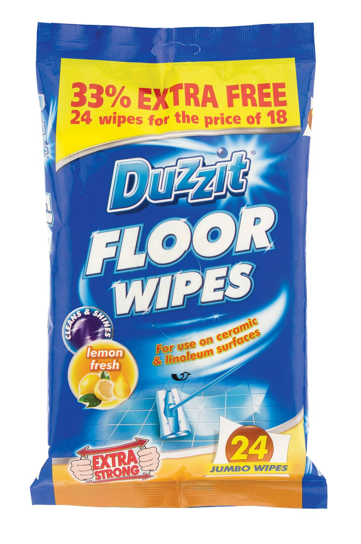 Duzzit Floor Wipes - 18 Pack