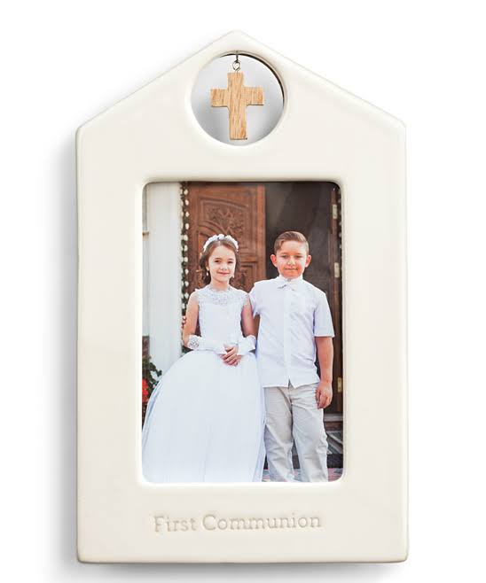 Demdaco White 'First Communion' Cross Frame One-Size