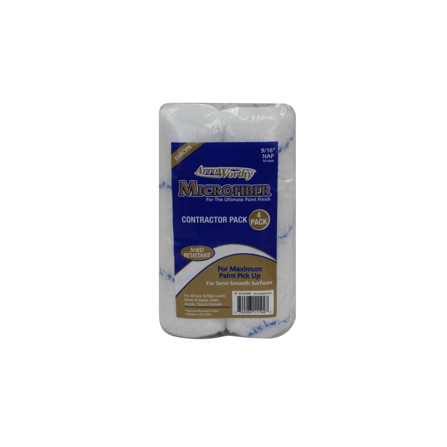 Arroworthy Microfiber 9 in. W x 9/16 in. Paint Roller Cover 4 Pk - Pack of 1