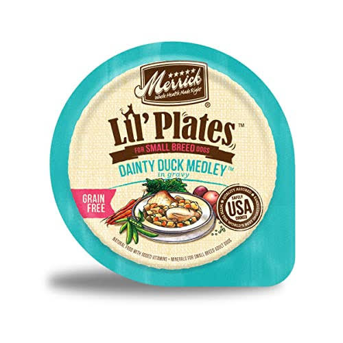 Merrick Lil' Plates Grain Free Small Dog Food, Dainty Duck Medley Recipe, Wet Dog Food - (12) 3.5 OZ. Tubs