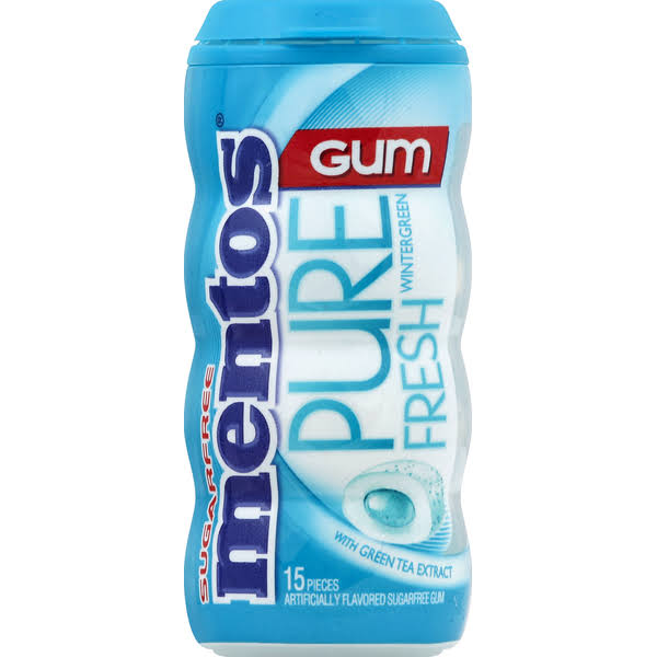 Mentos Pure Fresh Chewing Gum - Wintergreen, 15 Pieces