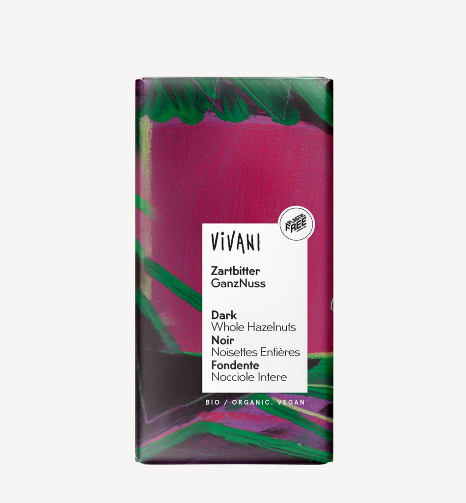 Vivani Dark Chocolate - With Whole Hazelnuts, 100g