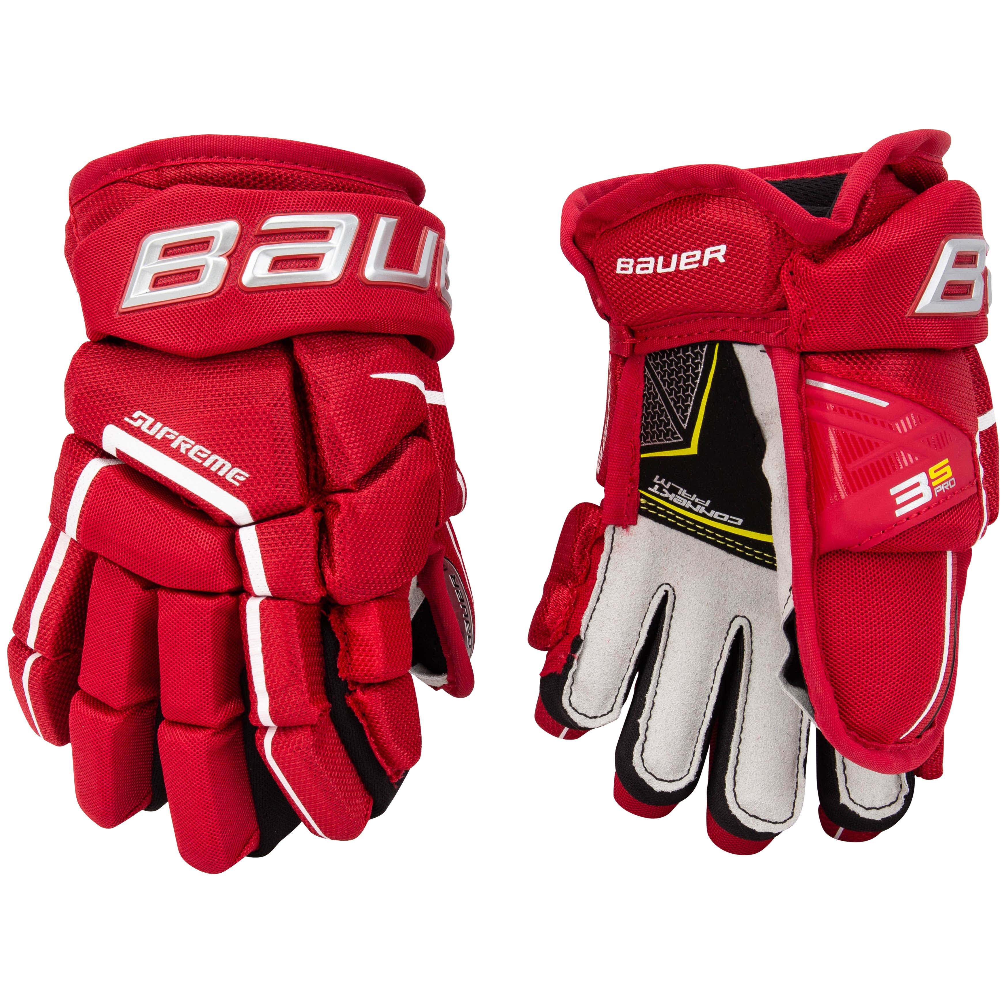 Bauer Supreme 3S Pro Junior Hockey Gloves Red / 11"