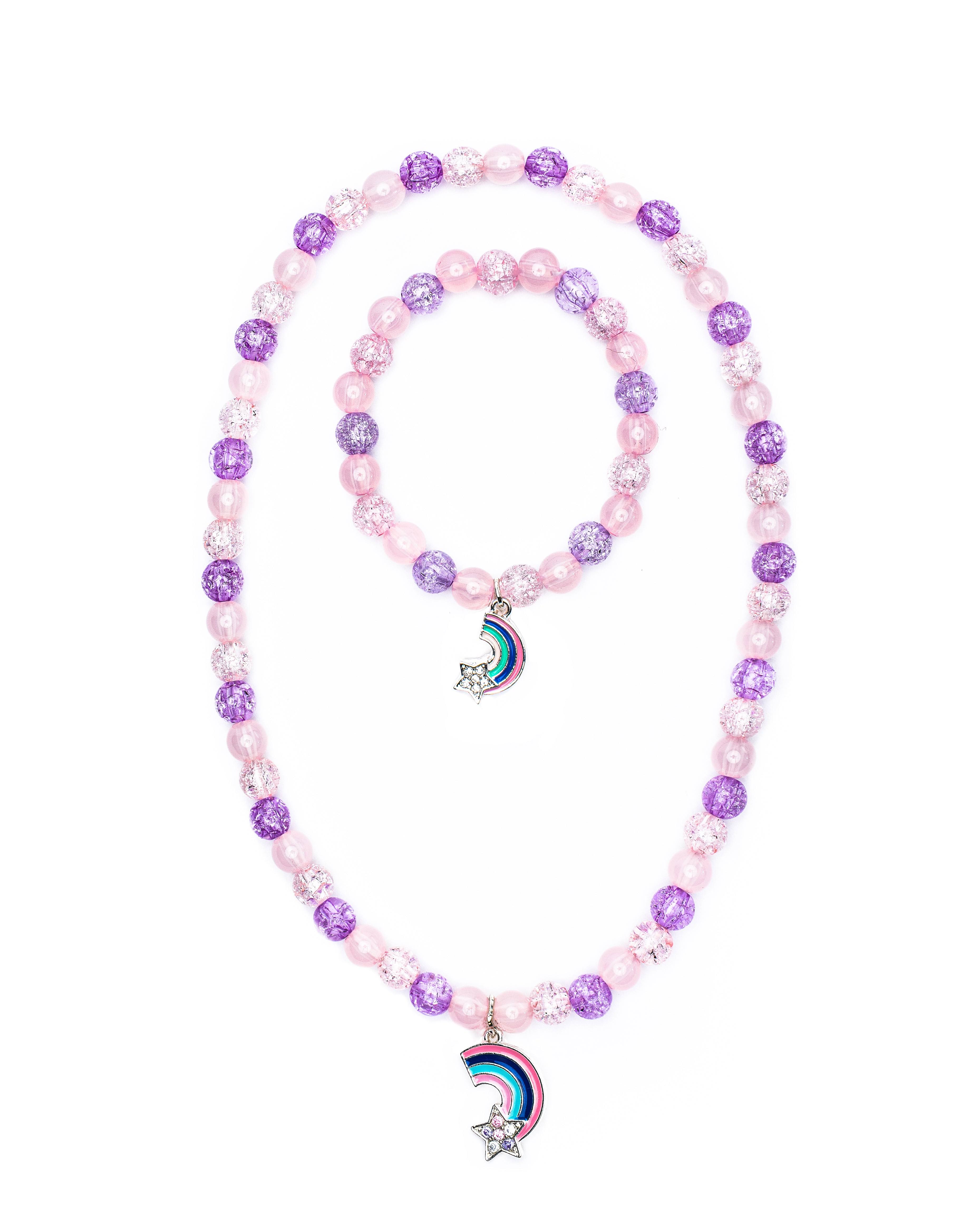 Great Pretenders Rainbow Necklace and Bracelet Set Purple