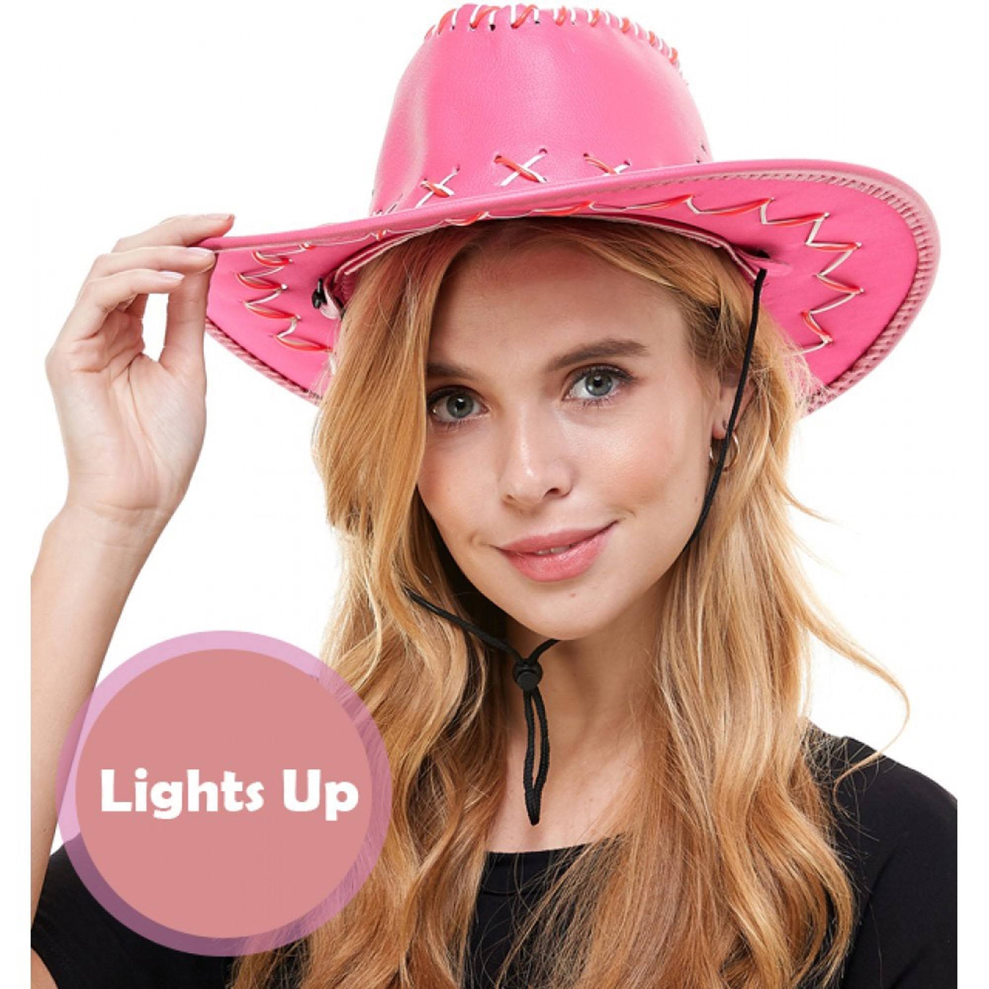 Light-Up Pink Cowboy Hat for Adults