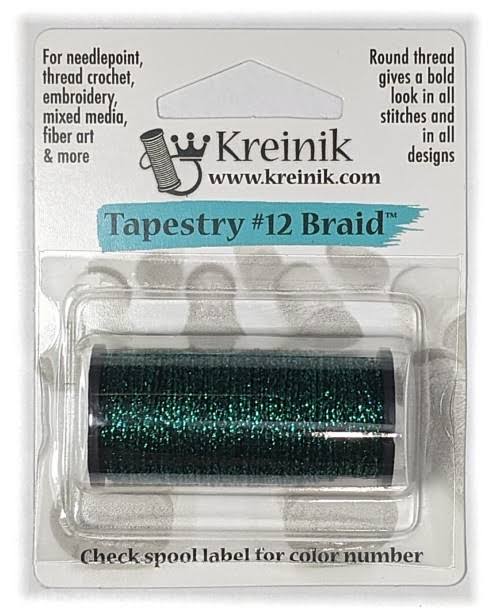 Kreinik Metallic Braid #12 (Tapestry) / 009HL Emerald High Lustre