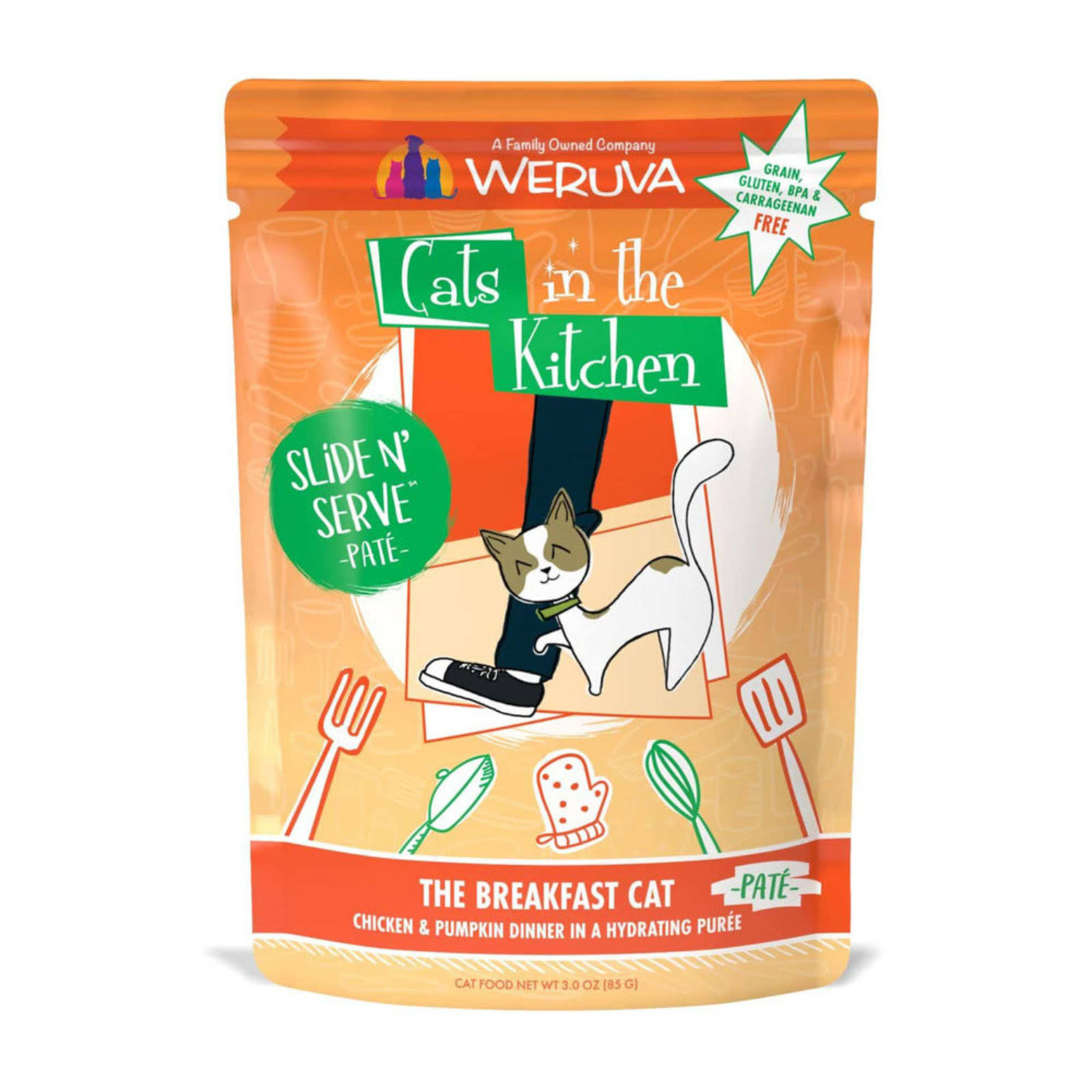 Cats in the Kitchen - Cat Pouch - The Breakfast Cat - Chicken & Pumpkin Dinner - 3 oz