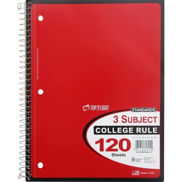 Top Flight Notebook - 3 Subject, 120 Sheets