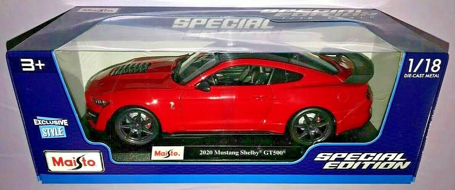 Maisto 1:18 Scale 2020 Ford Mustang Shelby GT500 Diecast Model - Red - 31388
