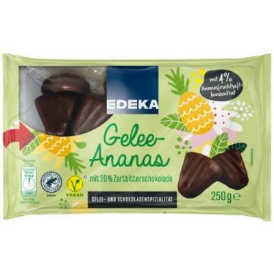 Edeka Pineapple Jelly Candies Covered in Dark Chocolate - 250 G