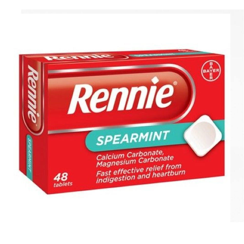 Rennie Relief from Indigestion and Heartburn - Spearmint, 48 Chewable Tablets