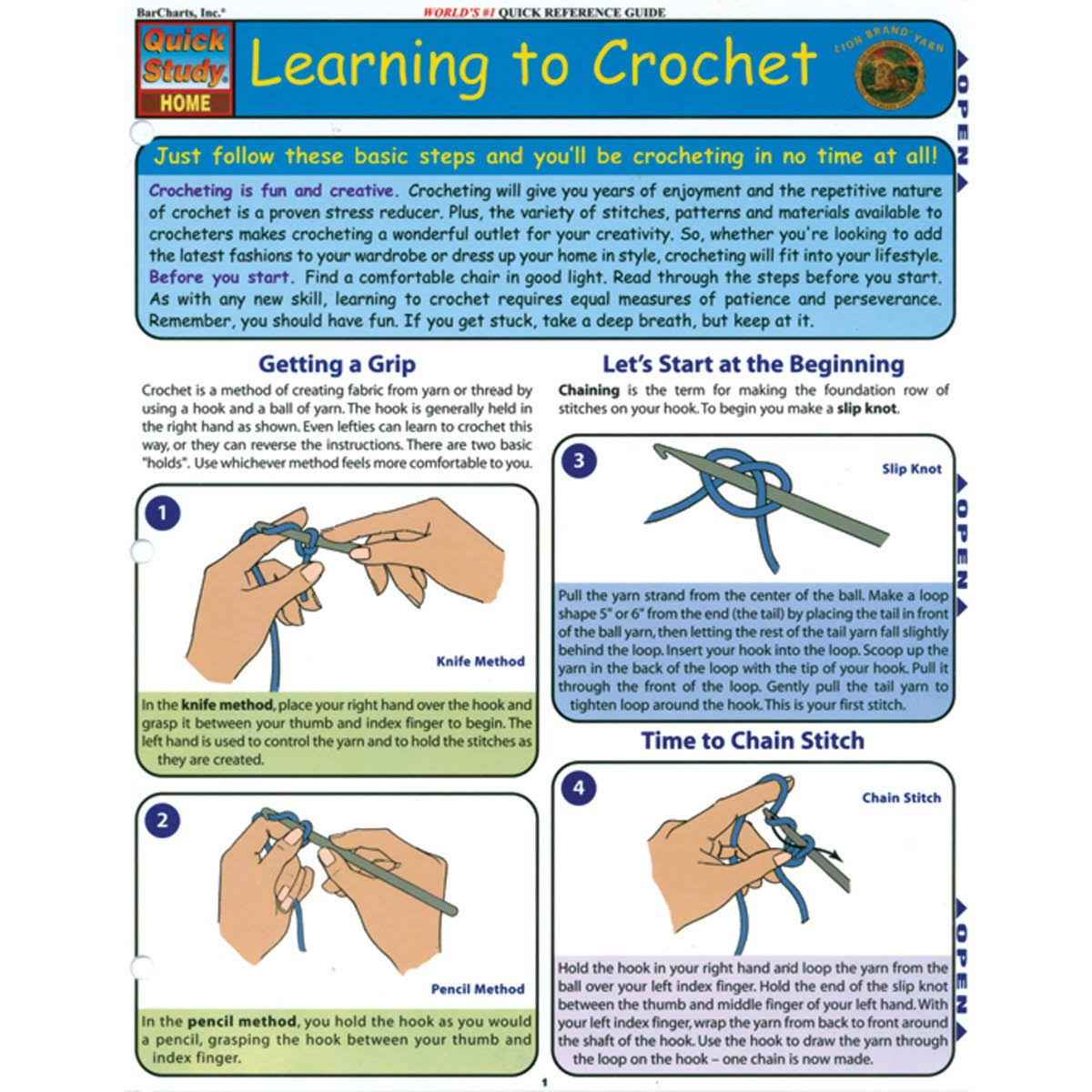 Quickstudy Learning To Crochet Reference Guide