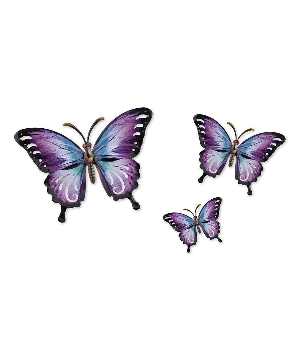 Regal Art & Gift Purple & Blue Luster Butterfly Wall Art - Set of Three One-Size