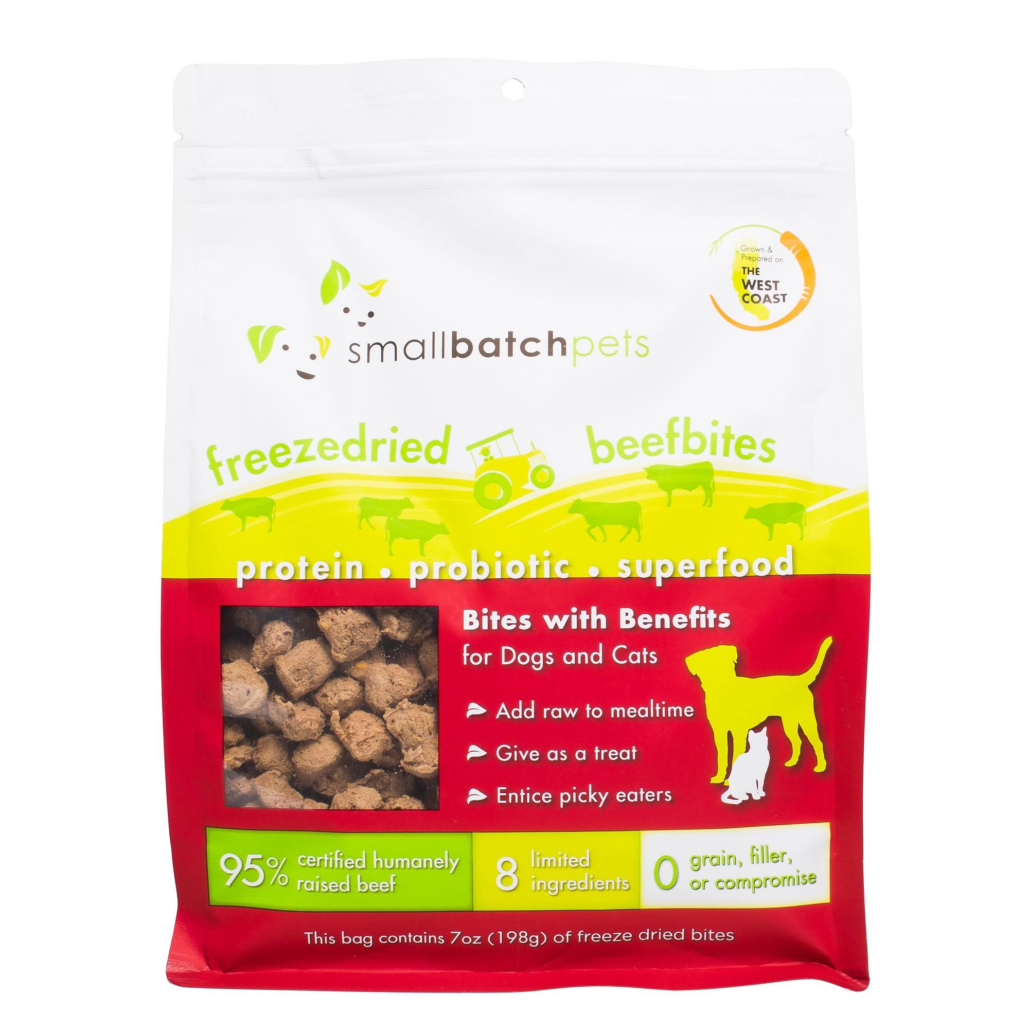 Smallbatch Pets Freeze-Dried Beef Bites for Dogs & Cats, 7 oz, Made I