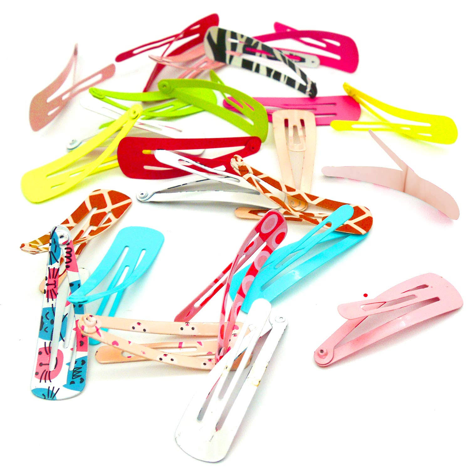 24pk Snap Clips For Girls | High Quality Hair Clips in 12 Different Colours and Designs | Great Gift Idea For Children’s Parties, School Activities