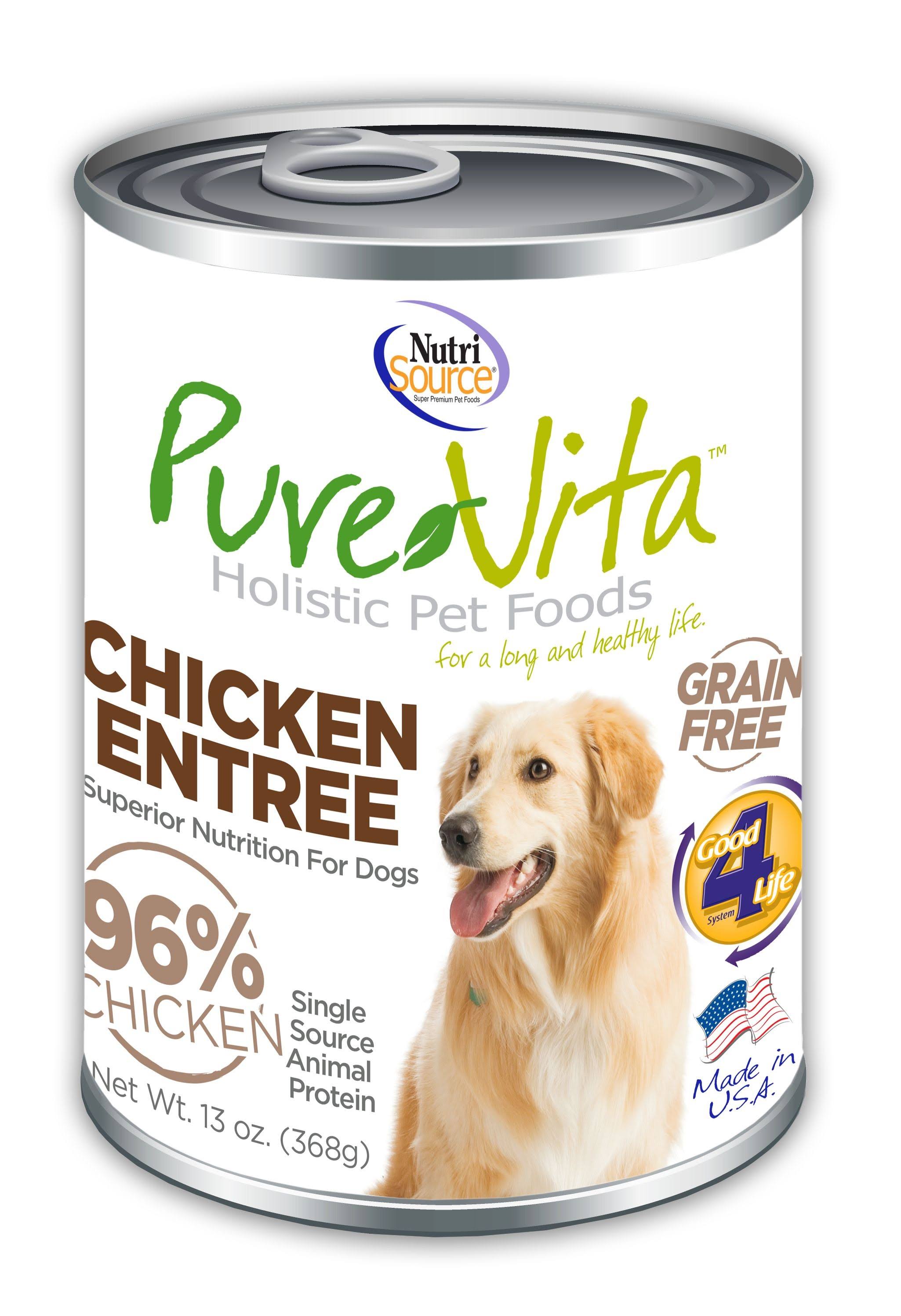 PureVita Grain Free 96% Real Chicken Entree Canned Dog Food, 13-oz