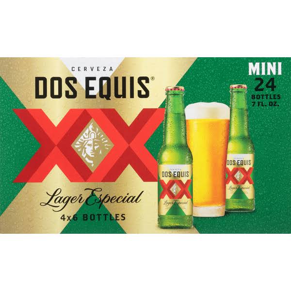 Dos Equis Beer, Lager Especial, Mini, 4 Pack - 24 pack, 7 fl oz mini bottles