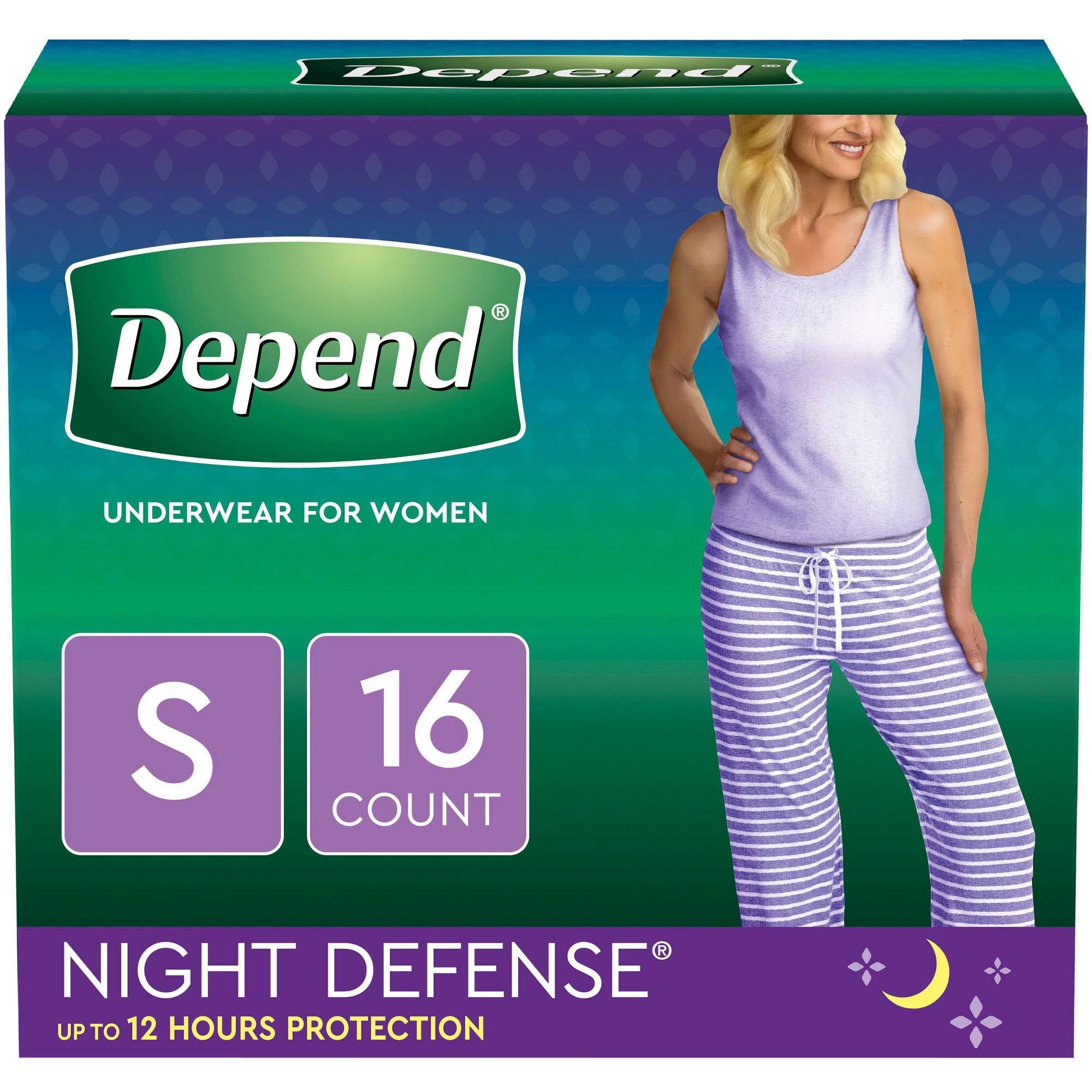 Depend Womens Night Defense Overnight Incontinence Underwear - Small, 16ct
