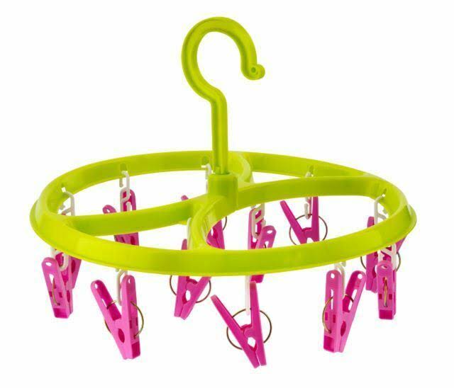 12 Pegs Laundry Hanger Clothes Plastic Strong Washing Line Airer Dryer Round