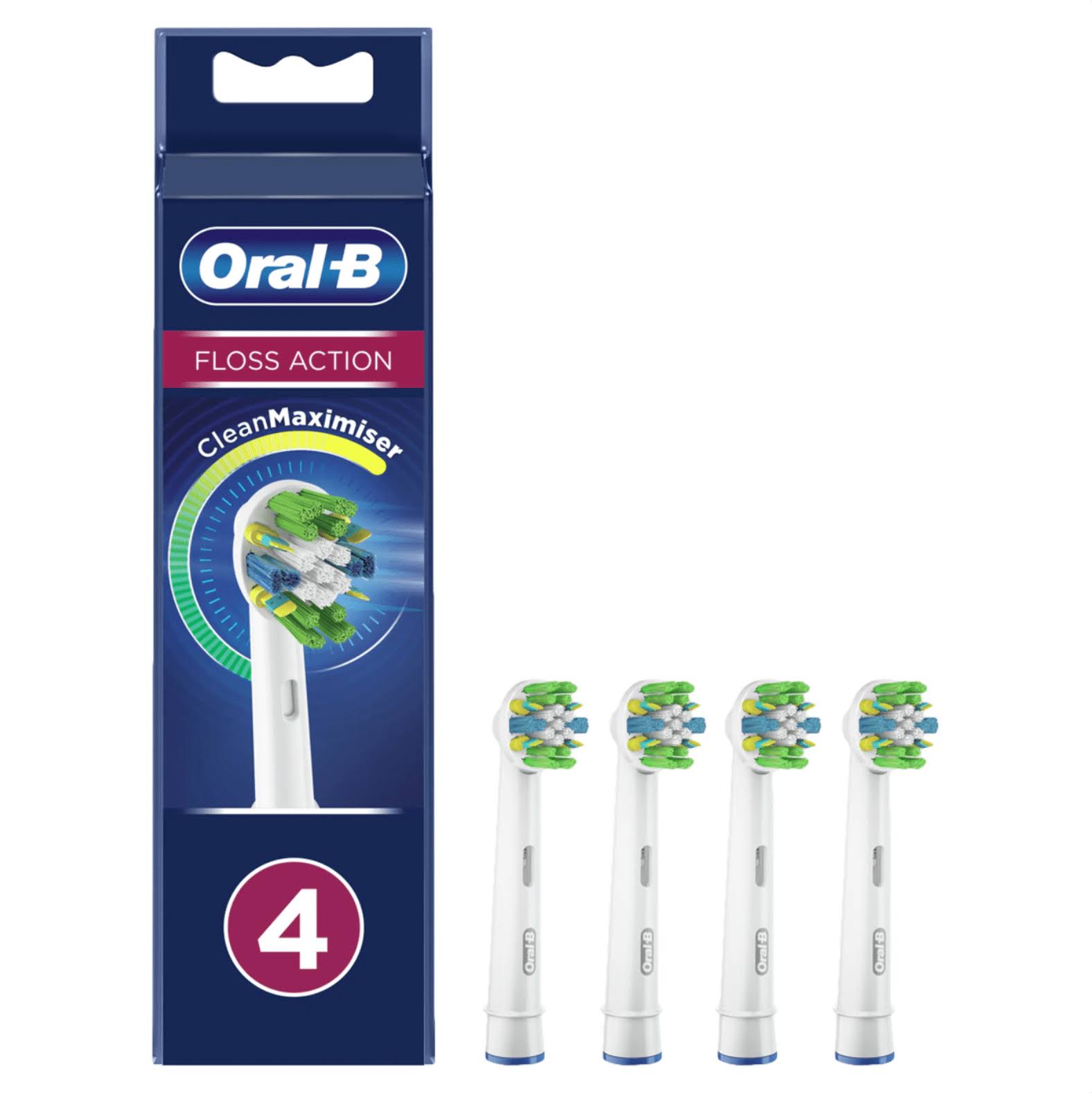 Oral-B FlossAction Power Toothbrush Refill Heads - Micro Pulse Bristles - 4 Pack
