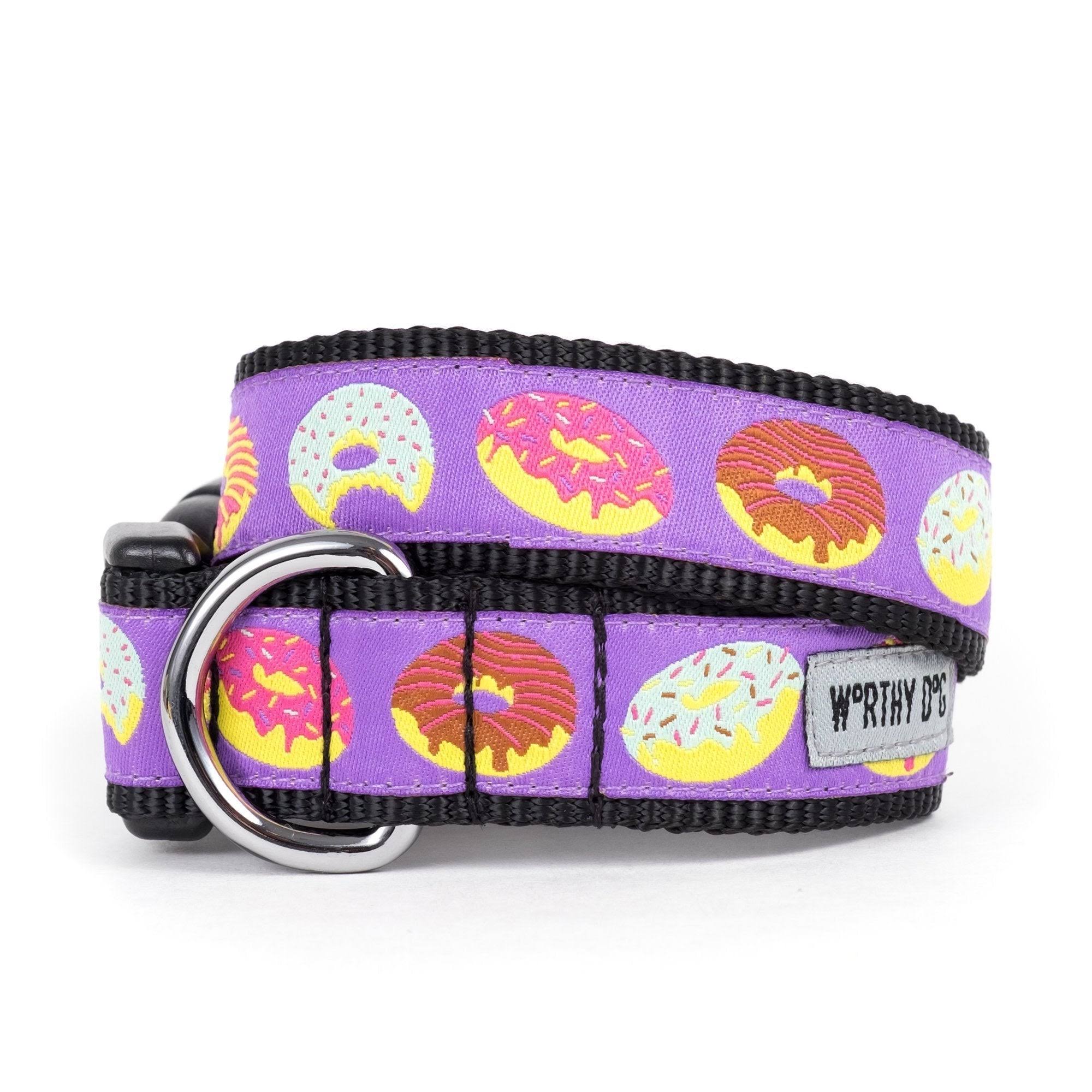 The Worthy Dog Donuts Designer Adjustable and Comfortable Nylon Webbing, Side Release Buckle Collar for Dogs - Fits Small, Medium and Large Dogs,