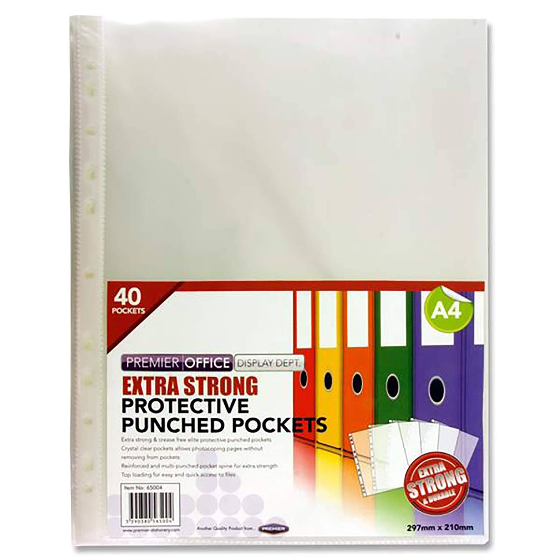 Premier Office Pkt.40 A4 Extra Strong Punched Pockets H2765004