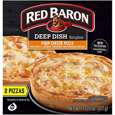 Red Baron Deep Dish Singles Frozen Pizza - Four Cheese, 11.2oz
