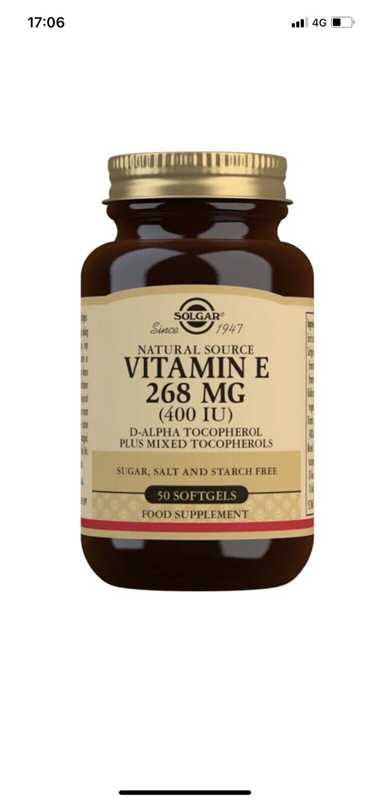 Solgar Vitamin E Dietary Supplement - 50 Softgels
