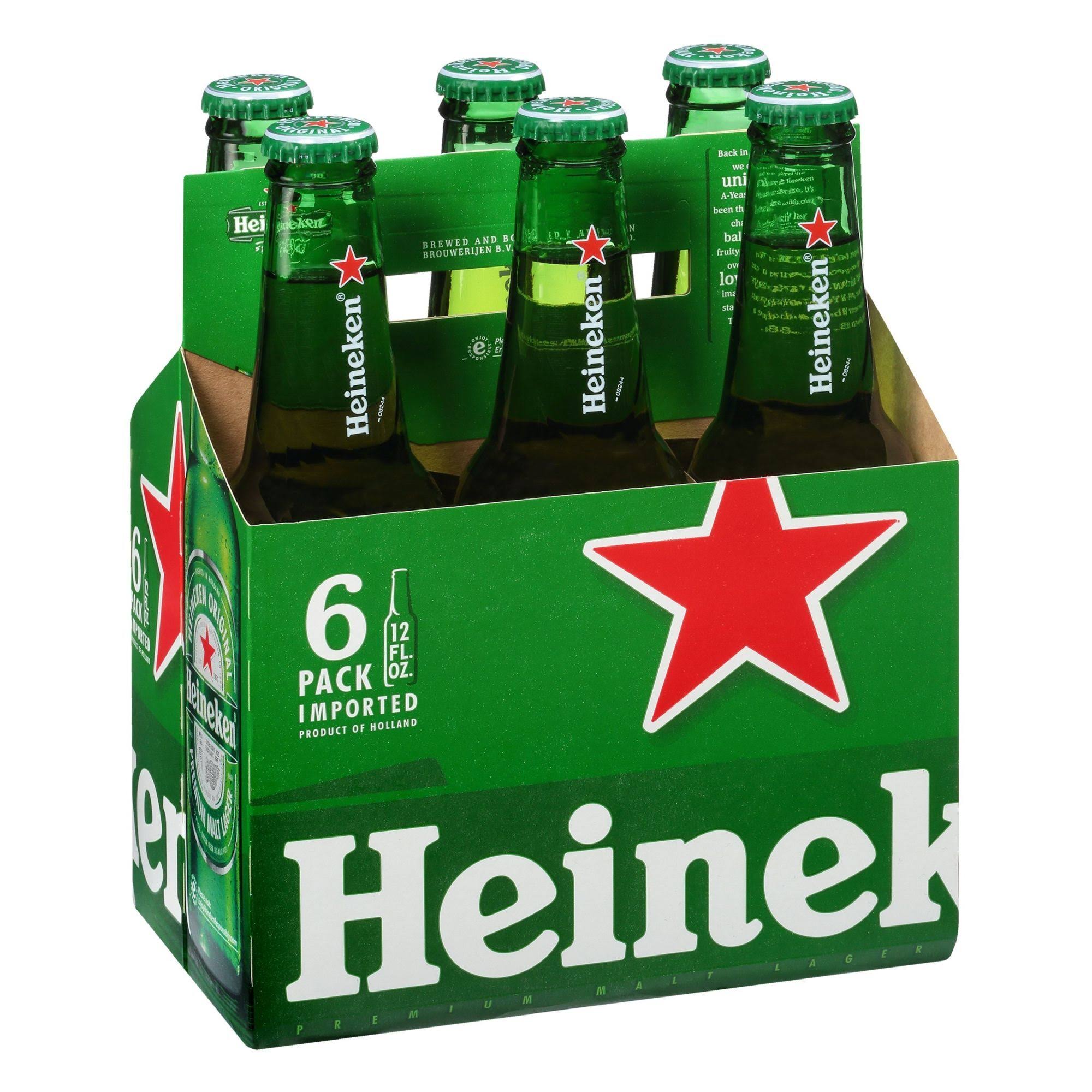 Heineken Lager Beer - 12 oz, 6 pack