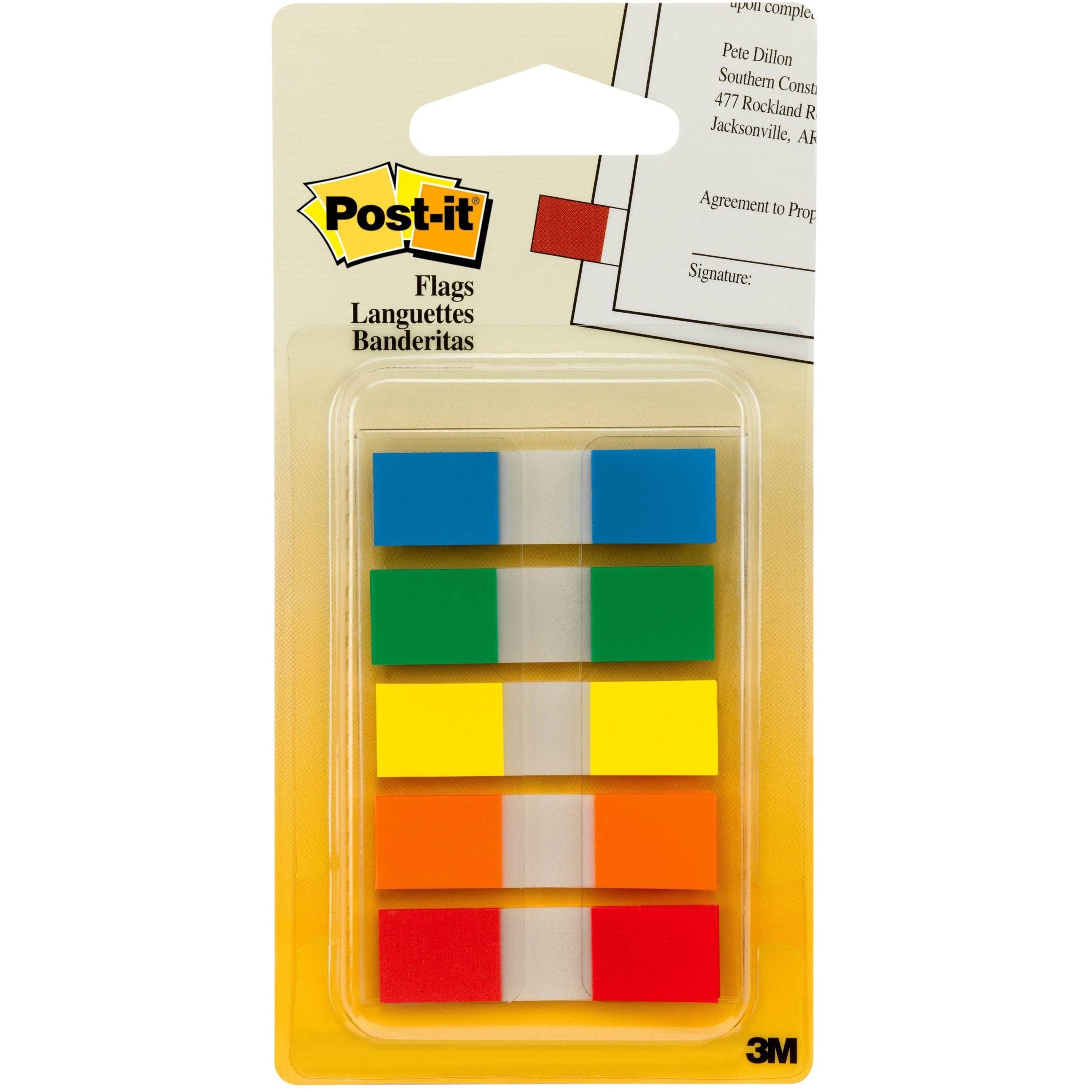 3M Drawer Organizers Post It Flags Dispenser - Assorted, 1/2" Wide, 100ct