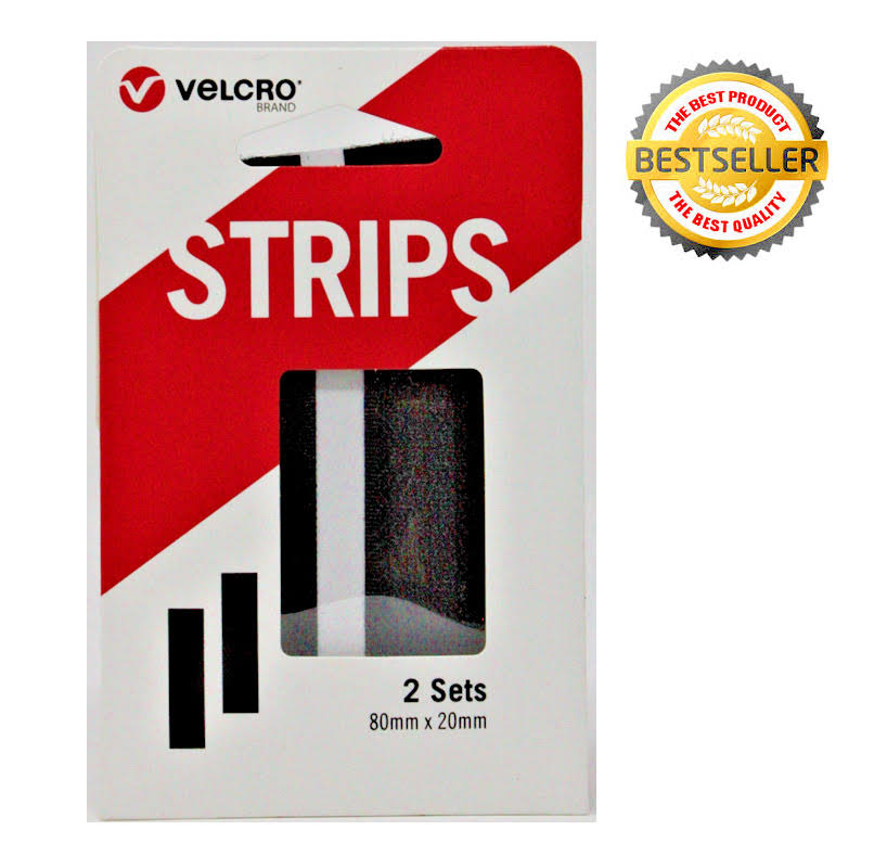 Velcro Strips 80mm x 20mm 2 Sets - Black