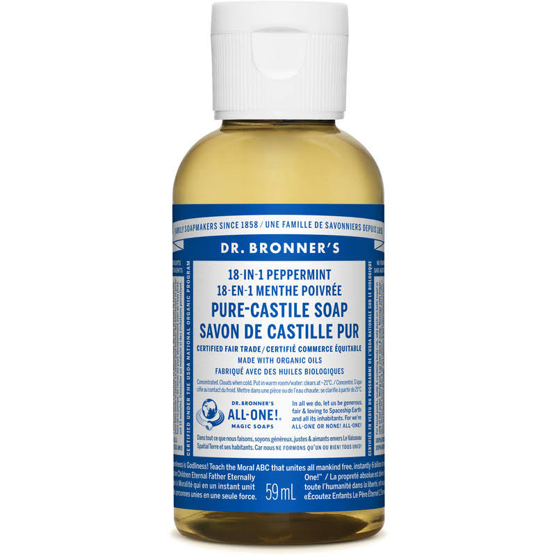 Dr. Bronner's 18-in-1 Peppermint Pure-Castile Soap (12 x 60 ml)