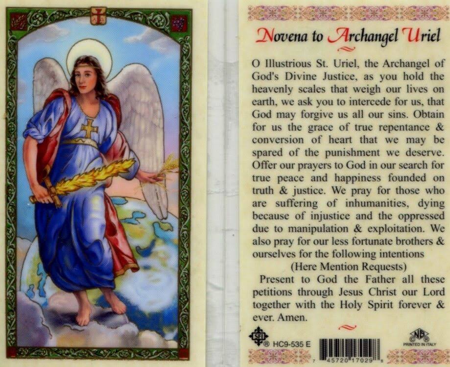 Novena to Archangel Uriel Laminated Prayer Card-Single from San Francis Imports | Discount Catholic Products