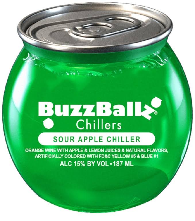 Buzzballz Chillers, Sour Apple - 187 ml