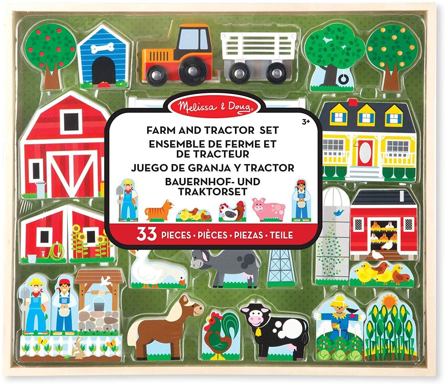 Melissa & Doug 14800 Wooden Farm & Tractor Play Set (33 pcs)