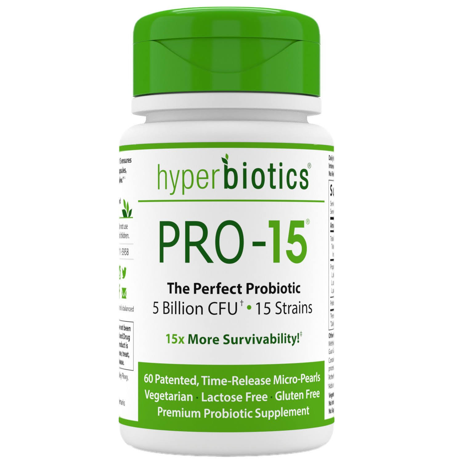 Hyperbiotics PRO-15 The Perfect Probiotic, 5 Billion cfu, 60 capsules