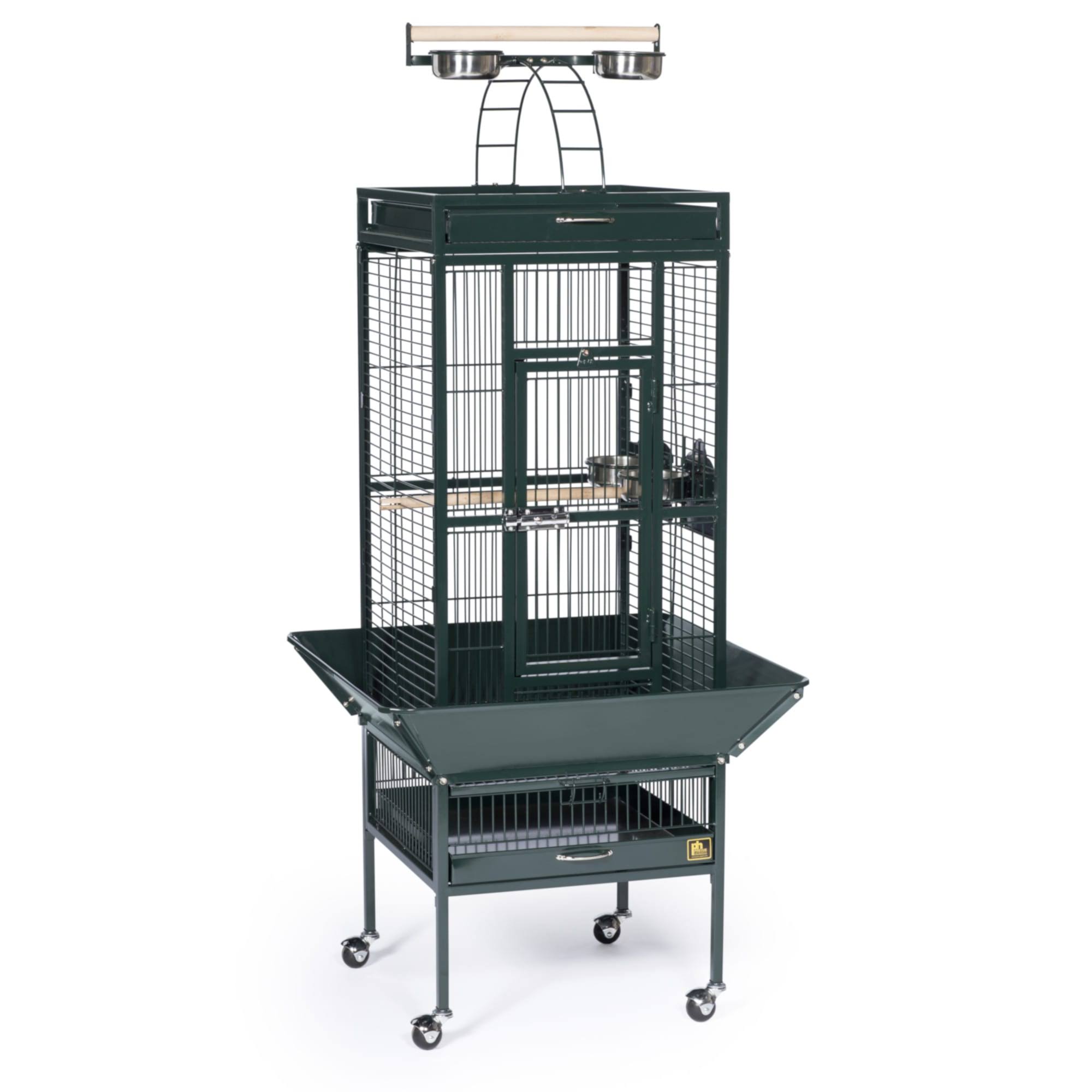 Prevue Select Wrought Iron Bird Cage - Jade Green, 18" x 18" x 57"