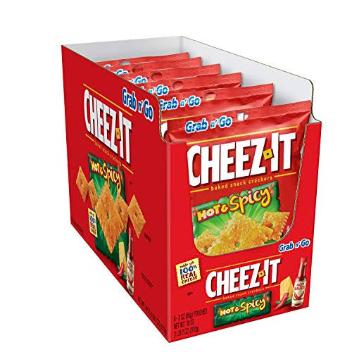 Cheez-It Baked Snack Cheese Crackers, Hot & Spicy, Grab 'n' Go, 3 oz B