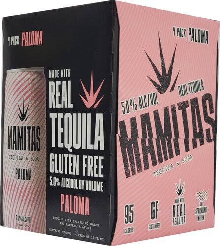 Mamitas Tequila & Soda, Paloma, 4 Pack - 4 pack, 12 fl oz cans