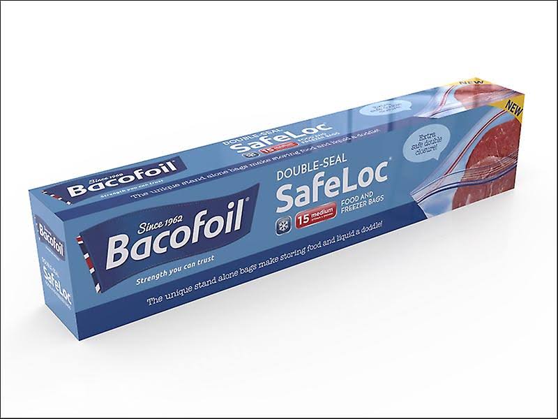 1x Bacofoil Safeloc Seal Food & Freezer Bags Medium 15 Pack